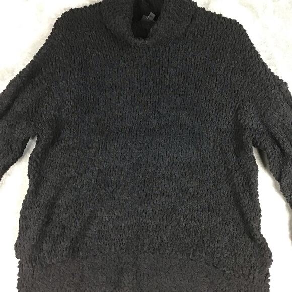 Bobeau Women’s M Black Hi-Low Popcorn Knit Cowl Neck Long Sleeve Sweater - Picture 2 of 15